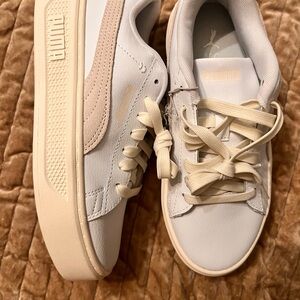 Puma White and Tan Sneakers